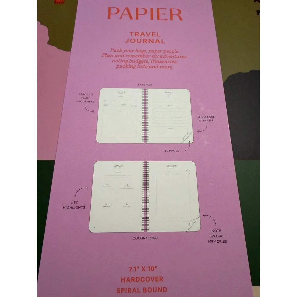 Papier Travel Journal My Adventures Journey Hardcover Spiral Bound 150 Pages‎